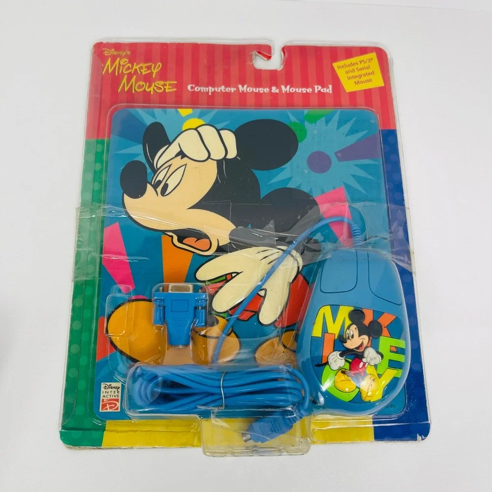 Disney Mickey Mouse Computer Mouse Mouse Pad Blue PS 2 Serial Vintage Repackaged